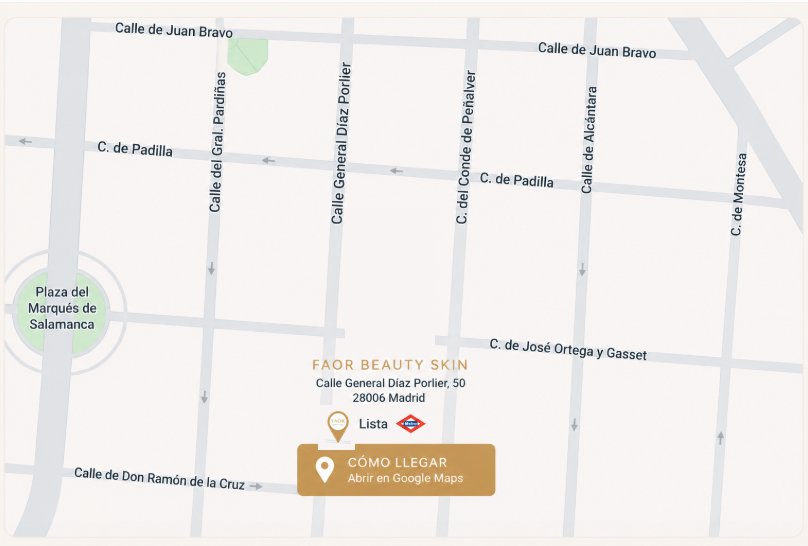 Mapa de ubicación de FAOR Beauty Skin, Calle del General Díaz Porlier 50, Madrid